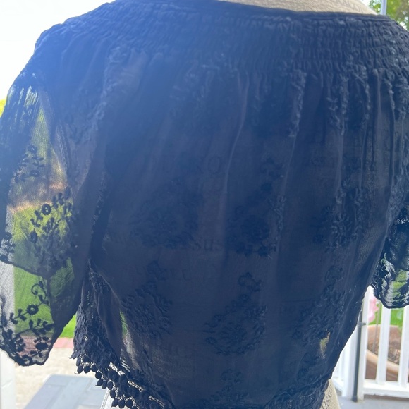 Zara Black Crop Top with Embellished Mandarin Collar - Picture 8 of 13